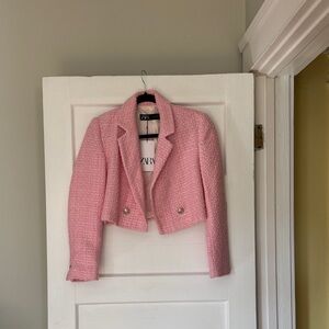 Zara Textured Pink Blazer